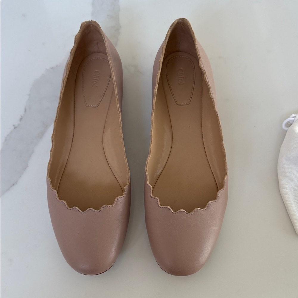 Chloe Pink Scalloped Ballet Flats